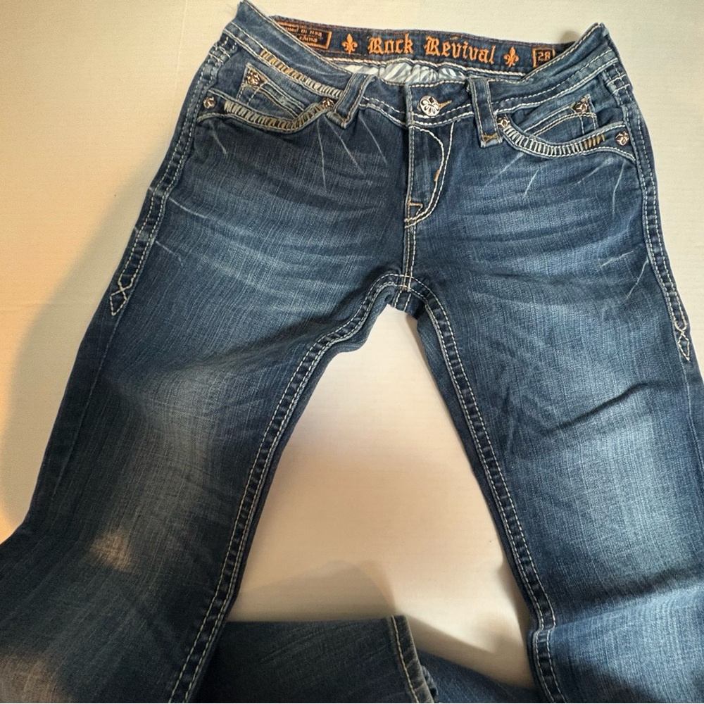Rock Revival Dark Wash Elaina Boot Cut Jeans Vintage Wash Size 28 - Picture 3 of 16